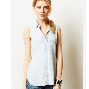 Cloth & Stone Women's Sleeveless Chambray Tank Top Blue Size S